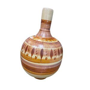 La Fortuna Botella Tradicional Mexican Clay pottery 13"x7" SKU 9643
